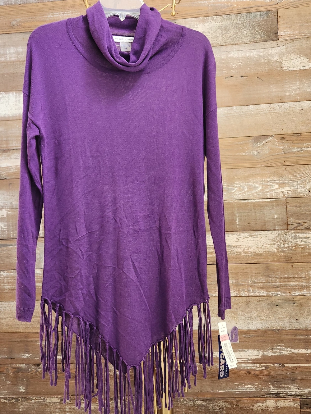 Peter Nygard Purple Fringe Cowl Neck Sweater
